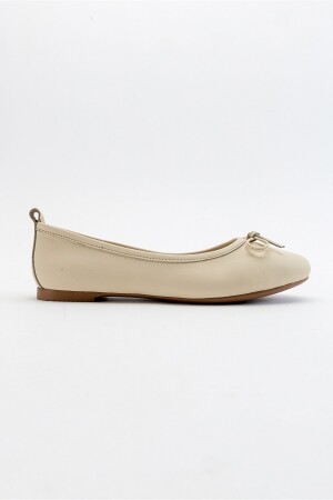 01 Damen-Ballettschuhe aus echtem Leder in Ecru Beige - 6