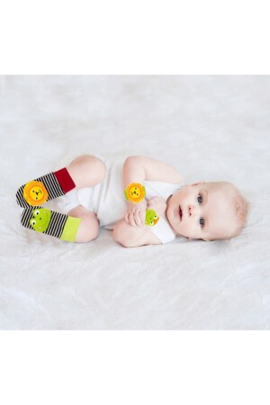 0–1 Jahr alte Rasselsocken und Armband, Löwe-Frosch-Textil, mehrfarbig, BabyJem0089 - 2