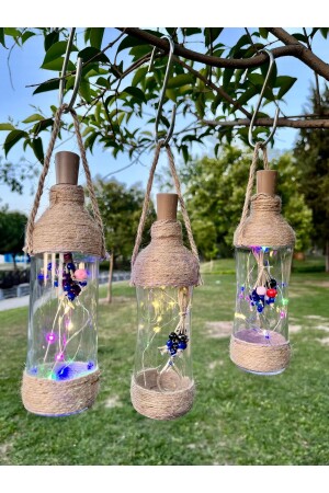 1 LED-Flasche – LED-Licht-Dekoflasche – Perlenglasflasche – Garten-Balkon-Dekoration – handgefertigt - 1