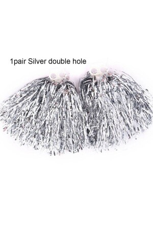 1 Paar Metallic-Silber-Pompom, Cheerleading-Performance-Pompom, 23. April-Pompom, graue Farbe - 1