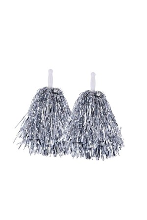 1 Paar Metallic-Silber-Pompom, Cheerleading-Performance-Pompom, 23. April-Pompom, graue Farbe - 5