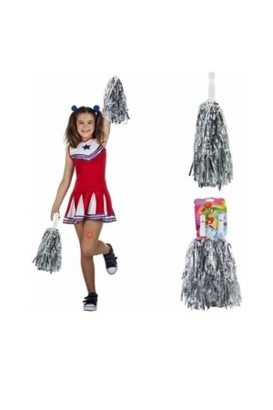 1 Paar Metallic-Silber-Pompom, Cheerleading-Performance-Pompom, 23. April-Pompom, graue Farbe - 7