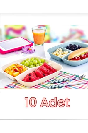 10 Adet Kahvaltı Tabağı 3 Bölmeli Tabak 03 1298-4 - 4