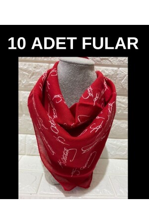 10 Adet Kırmızı Atatürk Imzalı Pamuk Kumaş Fular - Bandana - 23 Nisan, 29 Ekim, 30 Ağustos, 19 Mayıs SMAK-ATAMFLRR5AD10AD - 3