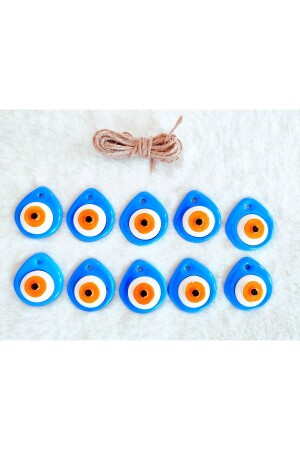 10 Stück blaue, perforierte, winzige Evil-Eye-Perlen, Baum- und Wandschmuck - 1