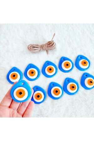 10 Stück blaue, perforierte, winzige Evil-Eye-Perlen, Baum- und Wandschmuck - 4