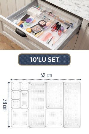 10-teiliger modularer Schubladen-Organizer – Badezimmer-Make-up- und Schmuck-Organizer – Büro-Desktop-Organizer - 3