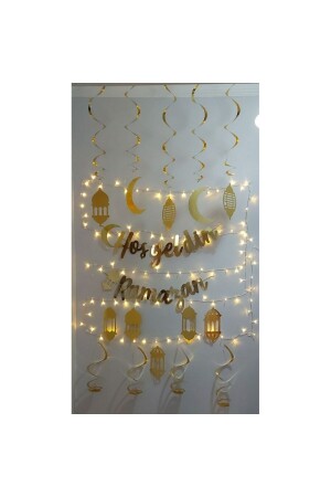 10-teiliges Deckenornament und Willkommens-Ramadan-Banner und LED-Licht-Ramadan-Monats-Dekorationsset. - 2