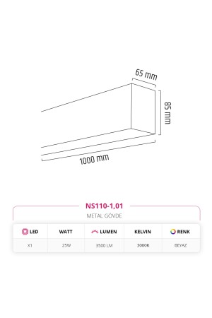 100 Cm Linear Sarkıt Beyaz 3000k Gün Işığı Ns110-1 21506 - 5