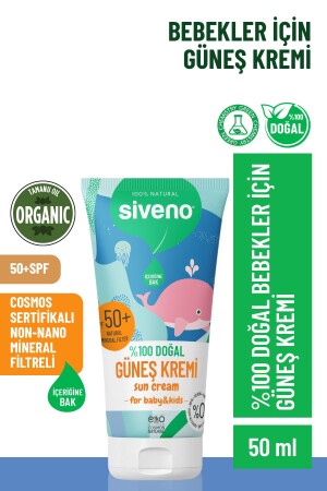 %100 Doğal Bebek Güneş Kremi Leke Karşıtı Antioksidan Nemlendirici Bitkisel Vegan UVA UVB SPF50 - 3