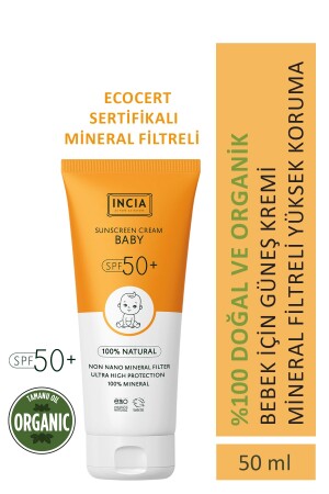 %100 Doğal Bebek Güneş Kremi Leke Karşıtı Mineral Filtreli Yüksek Koruma SPF50 UVA UVB 50 ml - 3