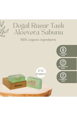 %100 Doğal El Yapımı Ruşur Taşlı Aloe Vera Sabunu 120 Gram X 2 Adet RVN85 - 3