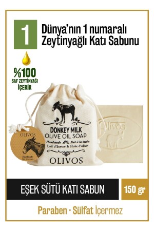 %100 Doğal Eşek Sütü Ve Zeytinyağlı Katı Sabun Eşek Sütlü El Sabunu Yoğun Nemlendirici 150 Gr 15301172 - 2