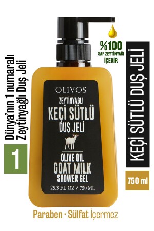 %100 Doğal Keçi Sütü Ve Zeytinyağlı Banyo Ve Duş Jeli Kuru Cilt Nemlendirici Ve Besleyici 750 ml 15304003 - 3