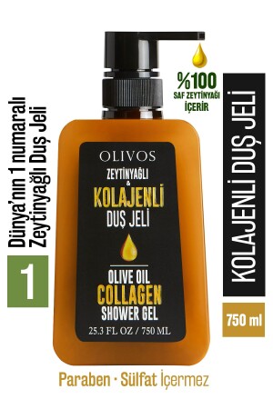 %100 Doğal Kolajen Ve Zeytinyağlı Banyo Ve Duş Jeli Kuru Cilt Nemlendirici Ve Besleyici 750 Ml 15304005 - 2