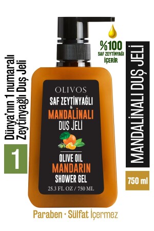 %100 Doğal Mandalina Ve Zeytinyağlı Banyo Ve Duş Jeli Kuru Cilt Nemlendirici Ve Besleyici 750 ml 66544 - 2