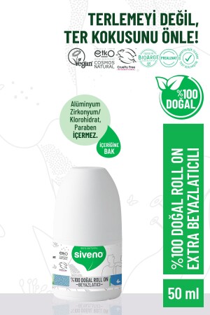 %100 Doğal Roll-on Beyazlatıcı Etkili Deodorant Ter Kokusu Önleyici Bitkisel Lekesiz Vegan 50 ml MSIV-000162 - 2