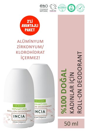 %100 Doğal Roll On Deodorant Kadınlar İçin Ter Kokusu Önleyici Lekesiz 50 ml X 2 Adet - 2