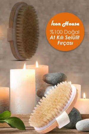 %100 Doğal Selülit Karşıtı At Kılı Selülit Fırçası At Kılı Fırçası Selülit Peeling Fırçası - 3