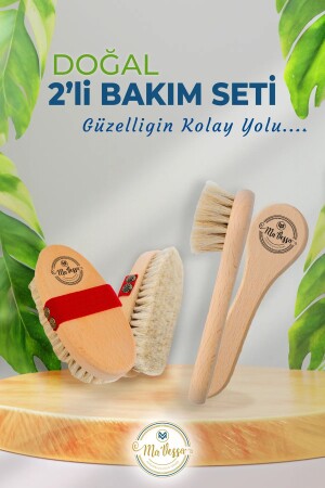 %100 Doğal Selülit Karşıtı At Kılı Vücut-Yüz Bakım Fırçası 2'li Bakım Seti(SAKLAMA KESESİ HEDİYELİ) - 2