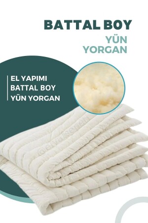 %100 Doğal Yünden El Dikimi Battal Boy Yün Yorgan - 1