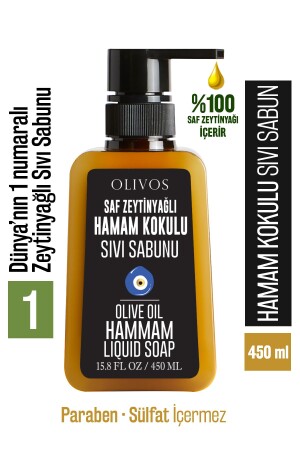 %100 Doğal Zeytinyağlı Hamam Kokulu Sıvı El Sabun Yoğun Nemlendirici Arındırıcı Bitkisel 450 Ml 15302014 - 3