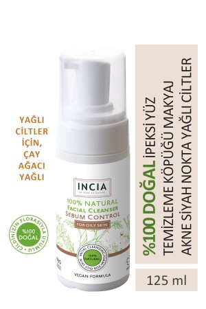 100 % natürlicher seidiger Gesichtsreinigungsschaum, Make-up, Akne, Mitesser, Akne, fettige Haut, vegan, 125 ml, OPTA5000023 - 2