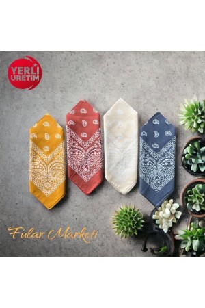 %100 Pamuk 4 Adet Etnik Desenli Bandana FM-PAMUK - 1