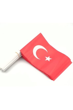 100 Stück türkische Papierflagge mit Stöcken und Stäbchen sowie einer mit Sternen und Halbmonden bedruckten Flagge - 1