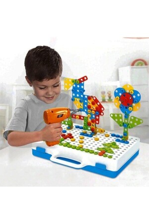 11b Matkaplı Vidalama Ve 3d Yaratıcı Mozaik Puzzle 198 Parça Creative Portable Box Yapı Lego Oyunu 11B - 2