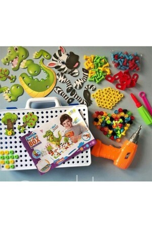 11b Matkaplı Vidalama Ve 3d Yaratıcı Mozaik Puzzle 198 Parça Creative Portable Box Yapı Lego Oyunu 11B - 5