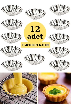 12 Adet Dilahome Paslanmaz Mini Kek Kalıbı- Cupcake- Tart- Tartolet- Brownie- Topkek- Muffin Kalıbı - 2