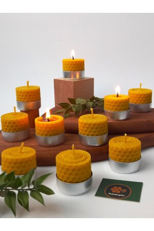 (12 ADET) Sarma Tealight Mum 3-5cm X3cm Doğal Petek Balmumu Mum - 3