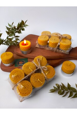 (12 ADET) Sarma Tealight Mum 3-5cm X3cm Doğal Petek Balmumu Mum - 4