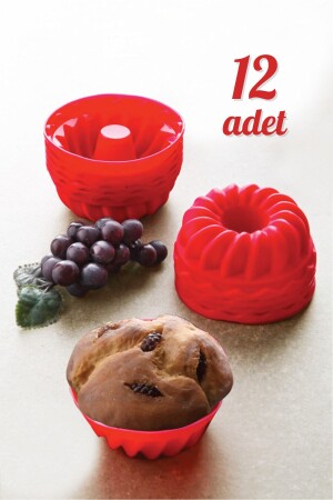 12-teilige waschbare Mini-Kuchen-Muffin-Backform – Silikon-Muffin-Cupcake-Form in verschiedenen Farben - 1