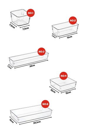 12-teiliger Innenschubladen-Punto-Schubladen-Organizer, transparent - 4