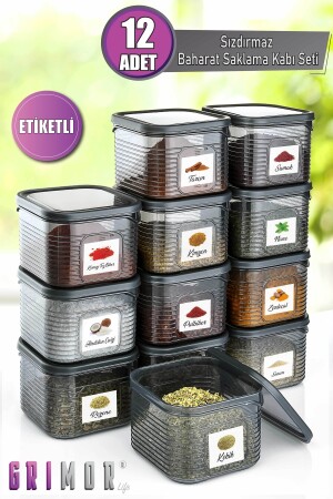 12-teiliges, beschriftetes, auslaufsicheres Gewürz-Aufbewahrungsbehälter-Set 350 ml – Gefrierschrank und Mikrowelle GM00309 - 4