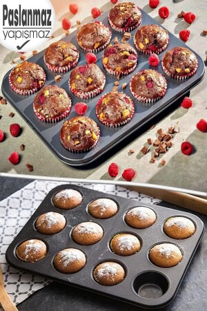 12-teiliges feuerfestes Tablett für Cupcake-Mini-Käsekuchen und Muffin – Kuchen-, Keks-, Kuchen- und Muffinform - 1