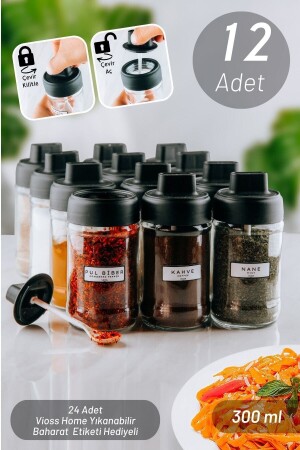 12-teiliges Gewürzset aus Glas mit Löffeln 300 ml VIOSSHOME-BHRTLK1 - 2