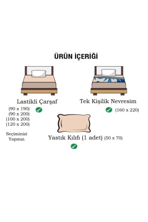 120x200 Lastikli Çarşaflı Düz Renk Nevresim Takımı Tek Kişilik Gri LCVNVRT120 - 4