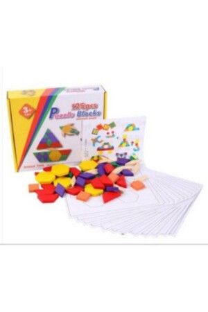 125 Parça Ahşap Eğitici Tangram Puzzle Blok Seti 8695656596261 - 3