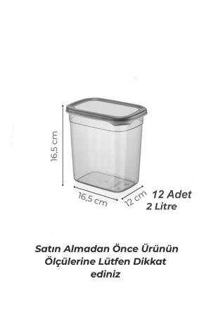 12'li Etiketli Moly Dikdörtgen Erzak Saklama Kabı Seti 2000ml -çoklu Set Yapılabilen Kapaklı 2 Litre MCH08495 - 5