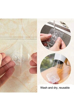 12Pcs Transparent Starke Wand Kleiderbügel Kleiderbügel Klebstoff Saugnapf Haken Küche Badezimmer Wand Haken - 4