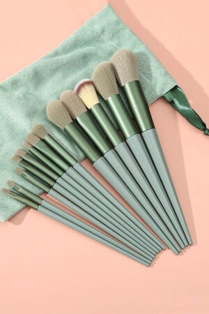 13-teiliges professionelles Make-up-Pinsel-Set mit grünem Samtbeutel - 2