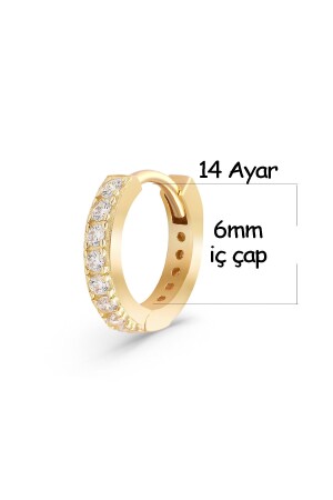 14 Ayar Altın Piercing - *bebek Boy* Swarovski Taşlı Küçük Halka Küpe Huggie Small Açıklamayı Okuyun - 3