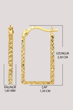 14 Karat Gold-Ohrring, quadratische Creolen - 4