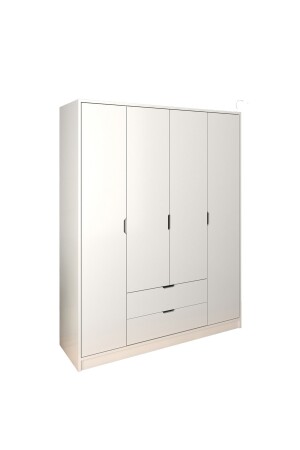 140 cm mattweißer Kleiderschrank mit 4 Türen und 2 Schubladen – Kleiderschrank ÇD003 - 4