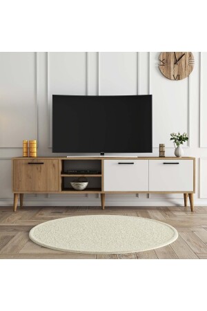 1585 Exxen 180 cm (Ahşap Ayaklı) Tv Ünitesi Sepet Beyaz - 4