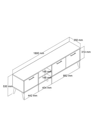 1585 Exxen 180 cm (Ahşap Ayaklı) Tv Ünitesi Sepet Beyaz - 7