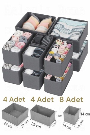 16-teiliges anthrazitfarbenes Kleiderschrank- und Schubladen-Organizer-Set für Kleidung, Socken und Aufbewahrungsboxen - 2